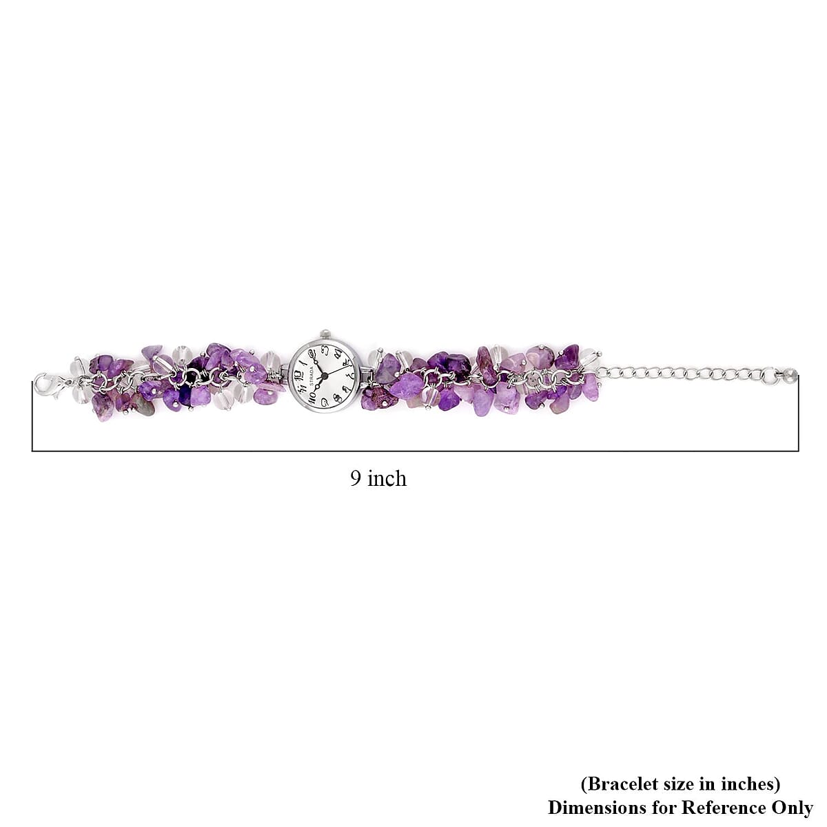 Strada Japanese Movement Amethyst, Glass Bracelet Watch in Stainless Steel (22.85mm) (7.00- 8.5 In) 20.00 ctw image number 4