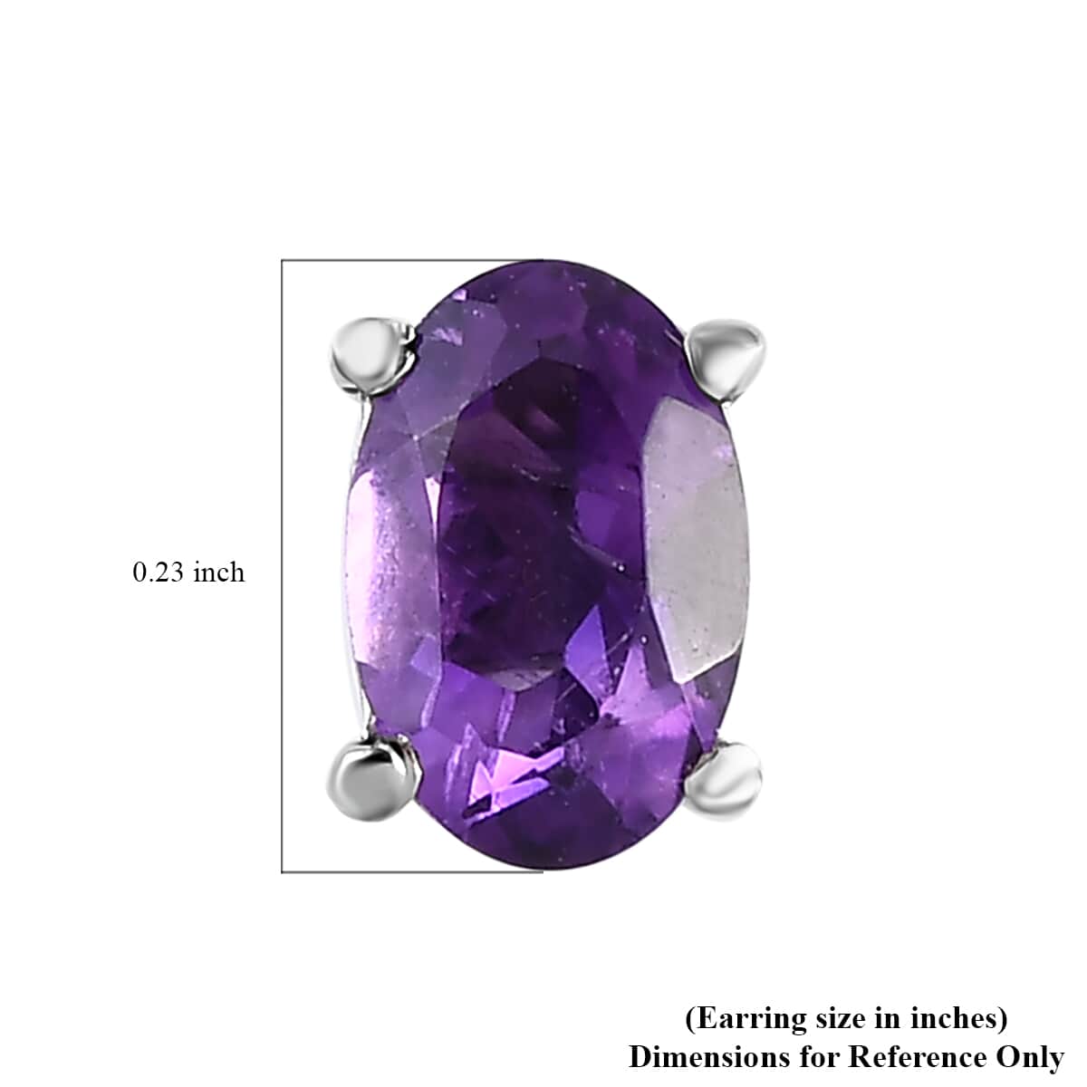 Amethyst Solitaire Stud Earrings in Stainless Steel 1.00 ctw image number 6