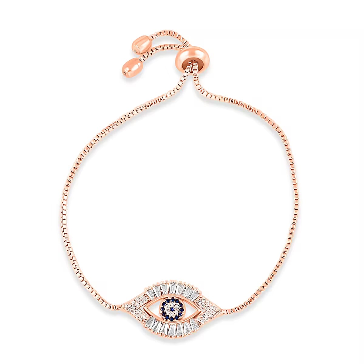 Zircon Evil Eye Bolo Bracelet in Rosetone image number 0