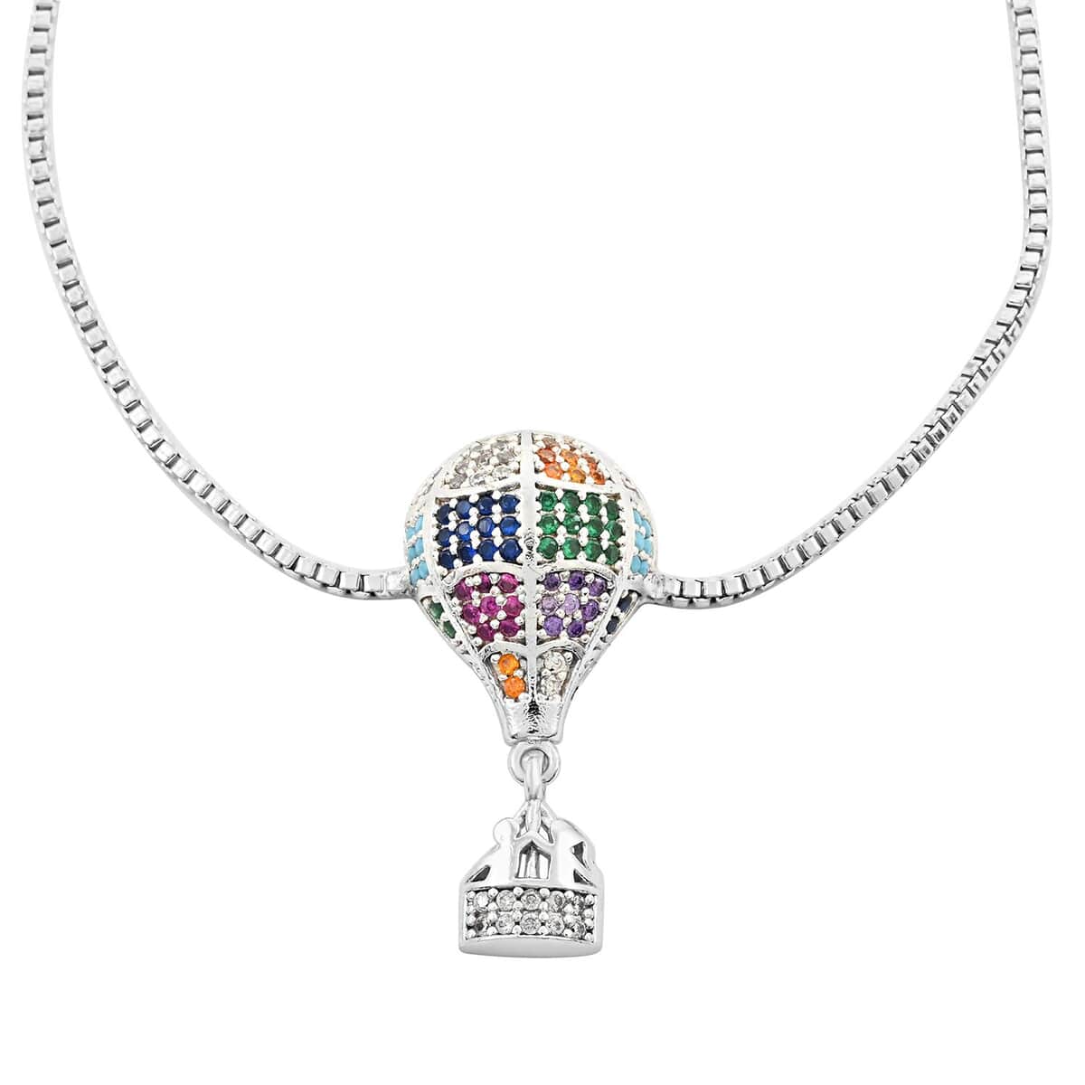 Mosaic Style Multi Color Zircon Air Balloon Bolo Bracelet in Silvertone image number 2