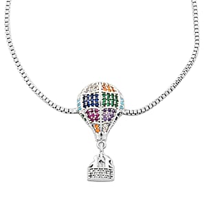 Mosaic Style Multi Color Zircon Air Balloon Bolo Bracelet in Silvertone