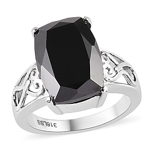 Thai Black Spinel Solitaire Ring in Stainless Steel (Size 10.0) 8.50 ctw | Tarnish-Free, Waterproof, Sweat Proof Jewelry