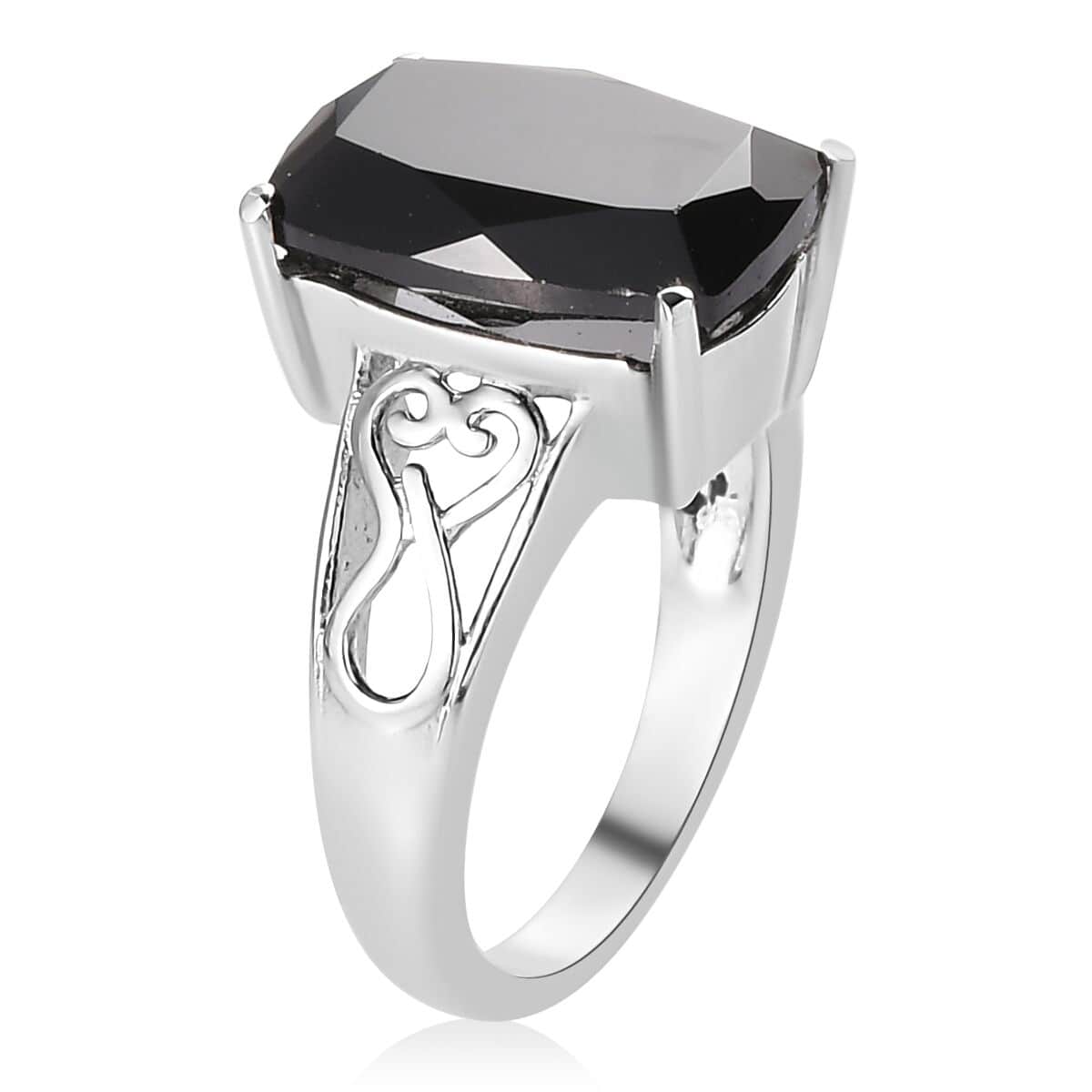 Thai Black Spinel Solitaire Ring in Stainless Steel (Size 10.0) 8.50 ctw | Tarnish-Free, Waterproof, Sweat Proof Jewelry image number 3