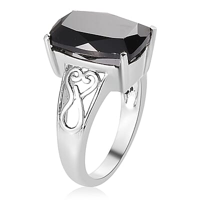 Thai Black Spinel Solitaire Ring in Stainless Steel (Size 10.0) 8.50 ctw | Tarnish-Free, Waterproof, Sweat Proof Jewelry