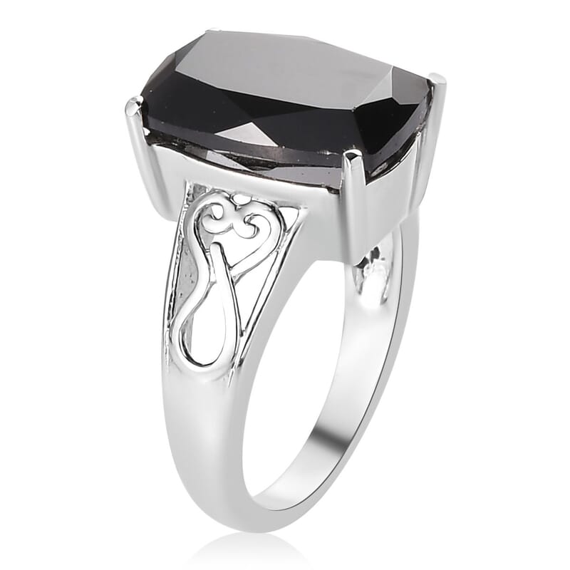 Thai Black Spinel Solitaire Ring in Stainless Steel (Size 10.0) 8.50 ctw | Tarnish-Free, Waterproof, Sweat Proof Jewelry