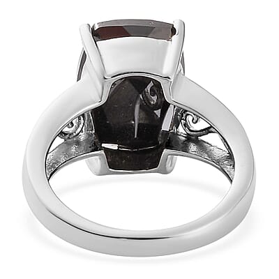 Thai Black Spinel Solitaire Ring in Stainless Steel (Size 10.0) 8.50 ctw | Tarnish-Free, Waterproof, Sweat Proof Jewelry