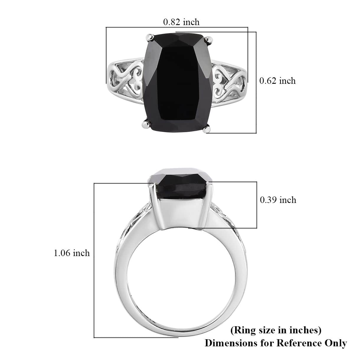 Thai Black Spinel Solitaire Ring in Stainless Steel (Size 10.0) 8.50 ctw | Tarnish-Free, Waterproof, Sweat Proof Jewelry image number 5