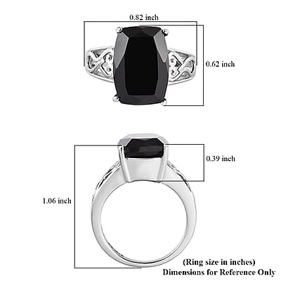 Thai Black Spinel Solitaire Ring in Stainless Steel (Size 10.0) 8.50 ctw | Tarnish-Free, Waterproof, Sweat Proof Jewelry
