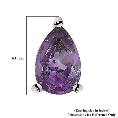 Amethyst Solitaire Stud Earrings in Stainless Steel 1.00 ctw