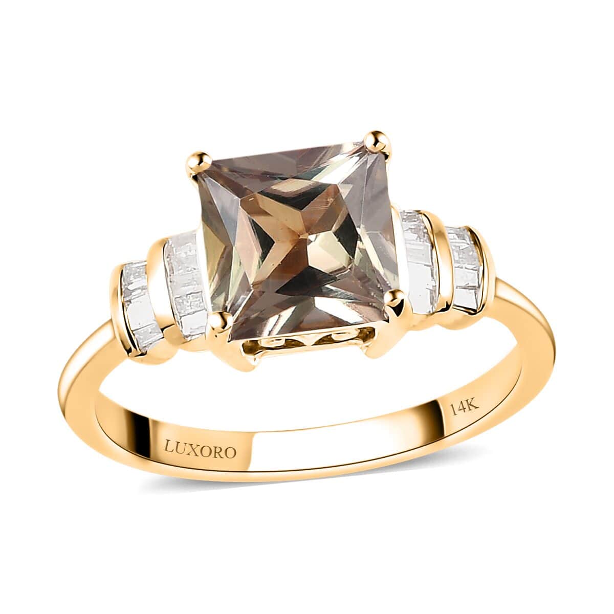 Luxoro 14K Yellow Gold AAA Turkizite and G-H I3 Diamond Ring (Size 10.0) 2.10 ctw image number 0