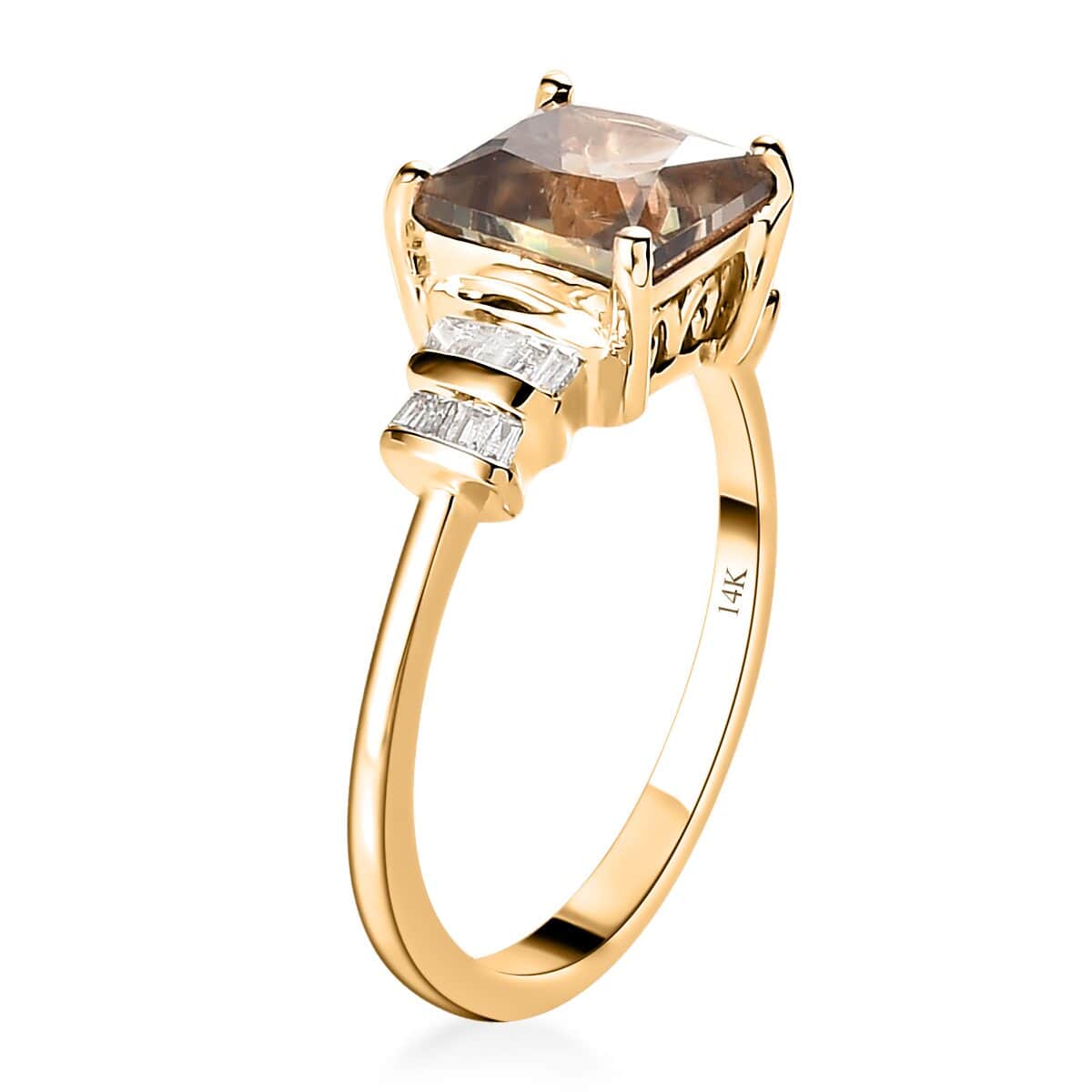 LUXORO 14K Yellow Gold AAA Turkizite and G-H I3 Diamond Ring (Size 10.0) 2.75 Grams 2.10 ctw image number 3