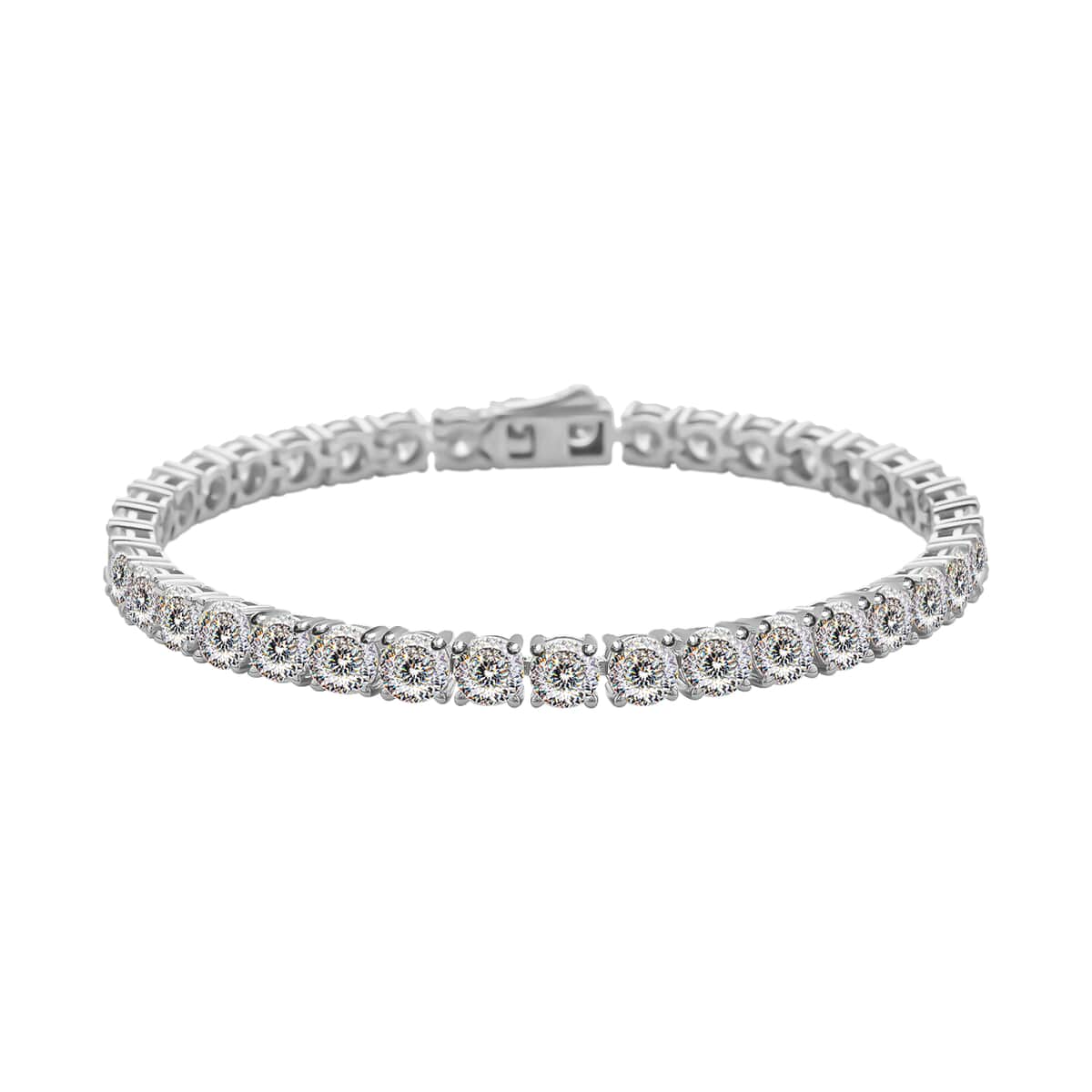 Doorbuster Moissanite Tennis Bracelet in Rhodium Over Sterling Silver (6.50 In) 9.30 Grams 14.60 ctw image number 0