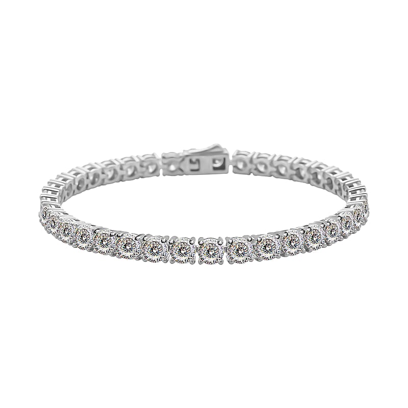 Moissanite Tennis Bracelet for Women in Rhodium Plated Sterling Silver, Wedding, Anniversary Gift for Her (6.50 In) 14.60 ctw