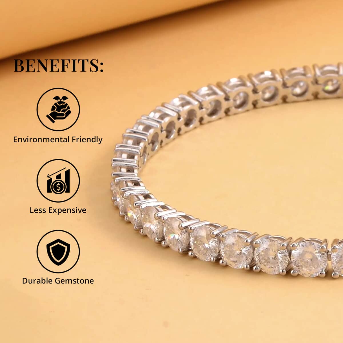 Doorbuster Moissanite Tennis Bracelet in Rhodium Over Sterling Silver (6.50 In) 9.30 Grams 14.60 ctw image number 3