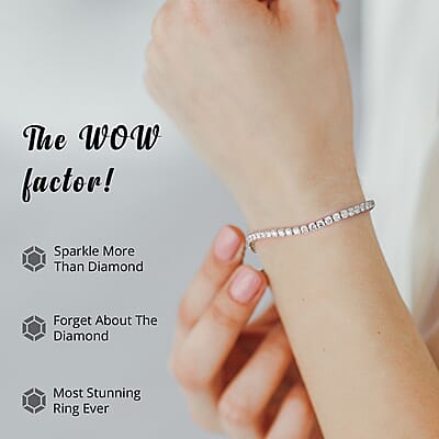 Moissanite Tennis Bracelet for Women in Rhodium Plated Sterling Silver, Wedding, Anniversary Gift for Her (6.50 In) 14.60 ctw