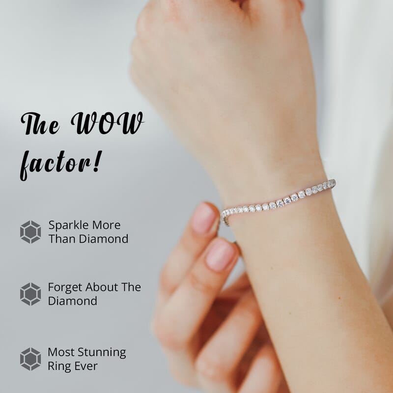 Moissanite Tennis Bracelet for Women in Rhodium Plated Sterling Silver, Wedding, Anniversary Gift for Her (6.50 In) 14.60 ctw