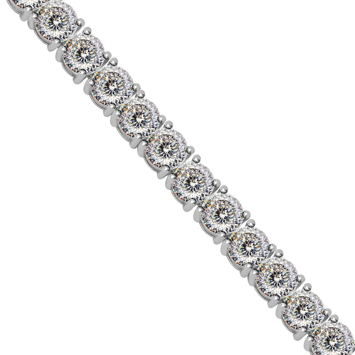 Doorbuster Moissanite Tennis Bracelet in Rhodium Over Sterling Silver (6.50 In) 9.30 Grams 14.60 ctw image number 5