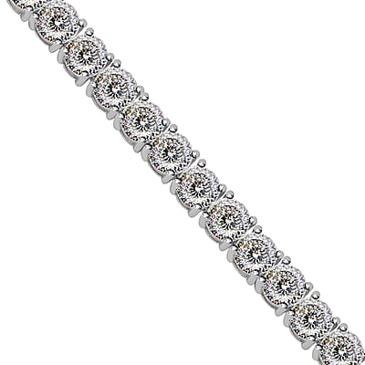 Moissanite Tennis Bracelet for Women in Rhodium Plated Sterling Silver, Wedding, Anniversary Gift for Her (6.50 In) 14.60 ctw