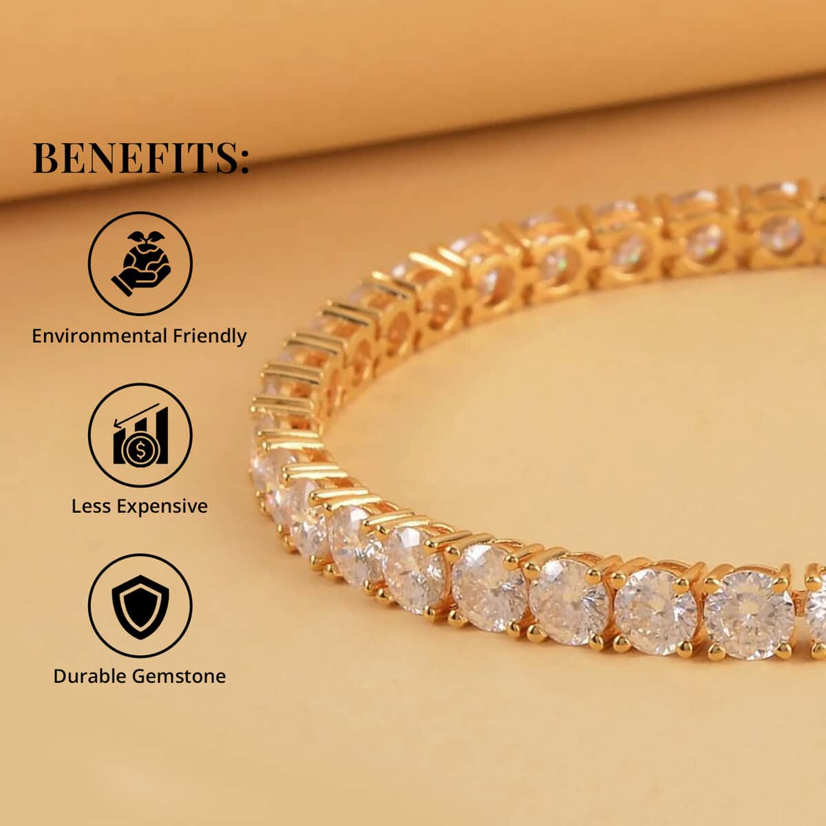 Moissanite Tennis Bracelet for Women in Vermeil Yellow Gold Over Sterling Silver, Wedding, Anniversary Gift for Her (7.25 In) 15.90 ctw image number 3