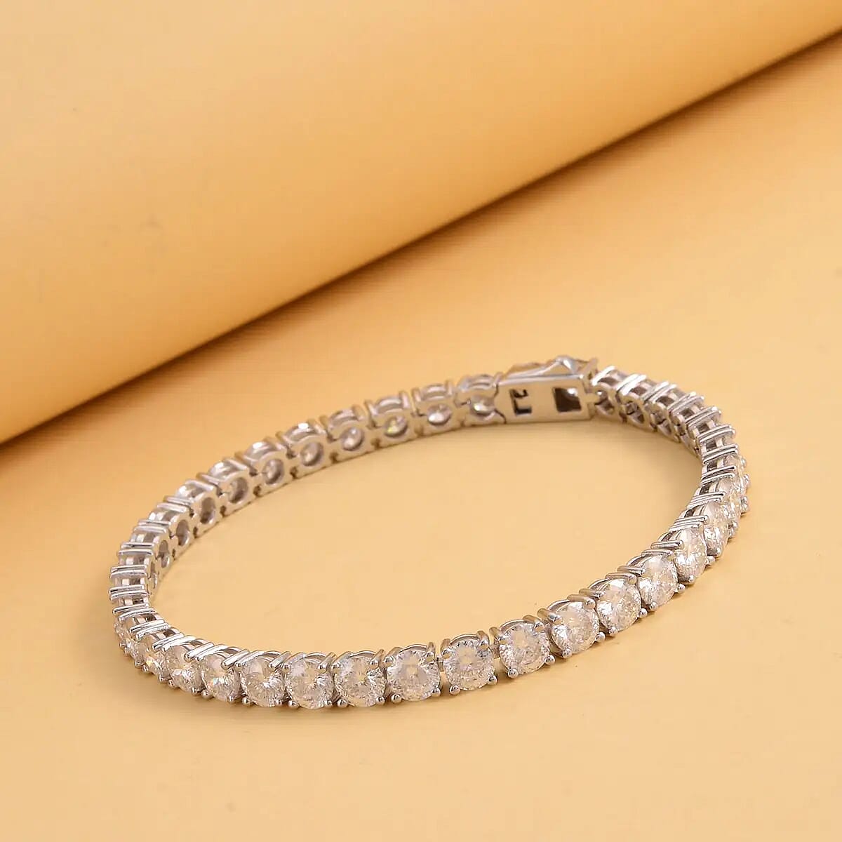 Moissanite Tennis Bracelet in Rhodium Plated Sterling Silver, Moissanite Bracelet Silver, Wedding Gifts For Women (8.00 In) 17.60 ctw image number 1
