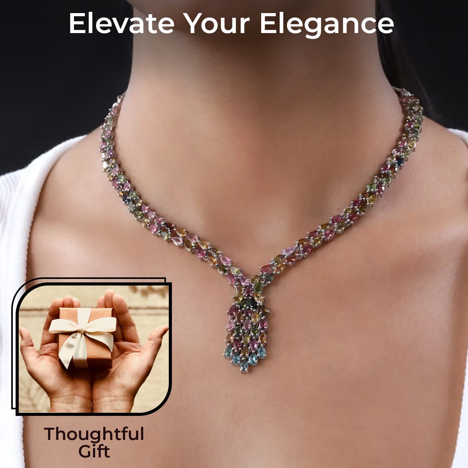 Buy AAA Multi Tourmaline Necklace in Platinum Over Sterling Silver Waterfall Necklace Wedding Gifts For Her 18 Inches 19.20 ctw at ShopLC