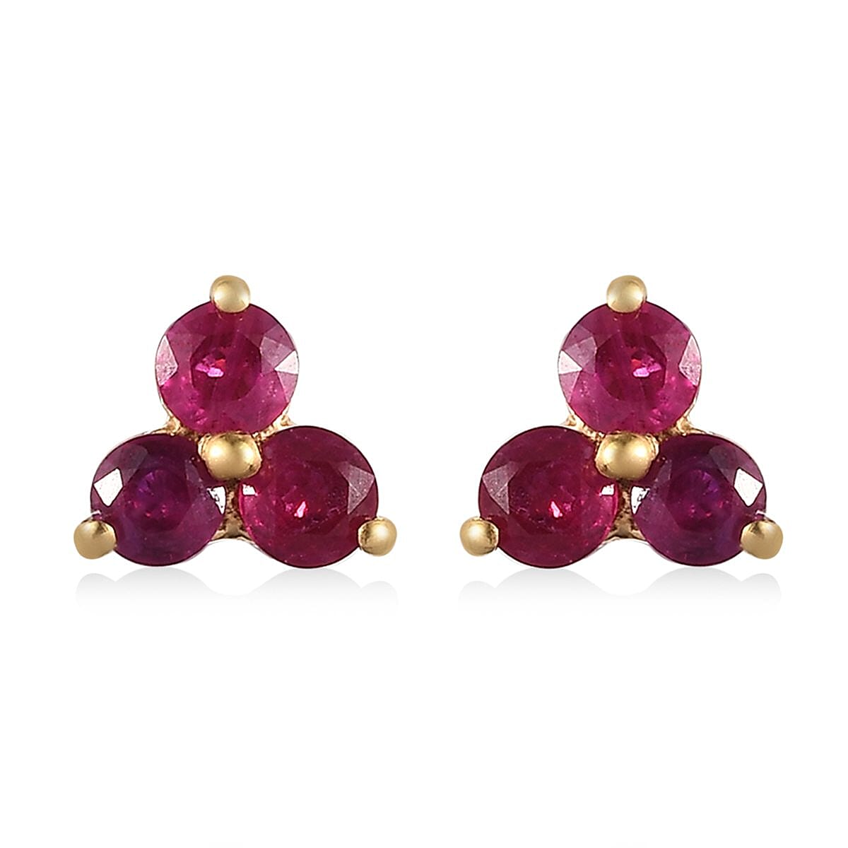 Premium Montepuez Ruby Stud Earrings in Vermeil YG Over Sterling Silver 0.50 ctw