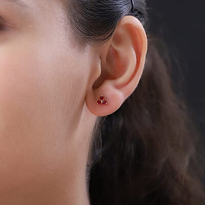 Premium Montepuez Ruby Stud Earrings in Vermeil YG Over Sterling Silver 0.50 ctw