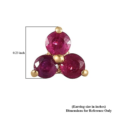 Premium Montepuez Ruby Stud Earrings in Vermeil YG Over Sterling Silver 0.50 ctw
