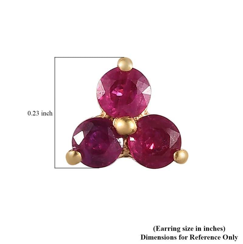Premium Montepuez Ruby Stud Earrings in Vermeil YG Over Sterling Silver 0.50 ctw