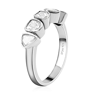 Polki Cut Moissanite 5 Stone Ring in Sterling Silver (Size 10.0) 0.50 ctw