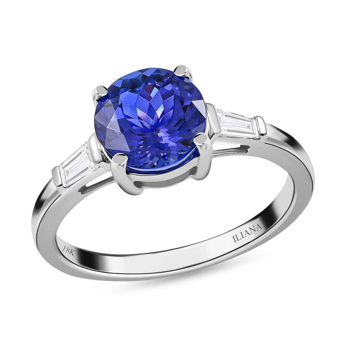 Certified & Appraised ILIANA 18K White Gold AAA Tanzanite and G-H SI Diamond Ring (Size 6.0) 3.41 Grams 2.30 ctw image number 0