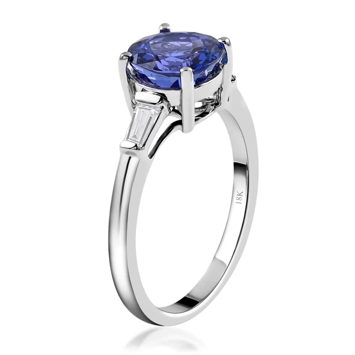 Certified & Appraised ILIANA 18K White Gold AAA Tanzanite and G-H SI Diamond Ring (Size 6.0) 3.41 Grams 2.30 ctw image number 4