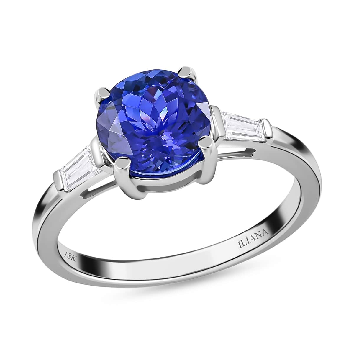 Certified and Appraised Iliana 18K White Gold AAA Tanzanite, Diamond 2.30 ctw Ring,Wedding Ring For Her,Promise Rings (Size 7.0) image number 0