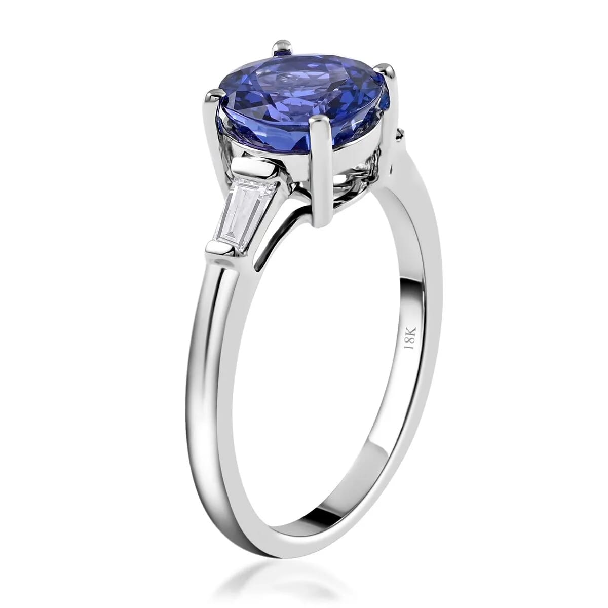 Certified and Appraised Iliana 18K White Gold AAA Tanzanite, Diamond Ring,Wedding Ring For Her,Promise Rings 2.30 ctw (Size 8) image number 4