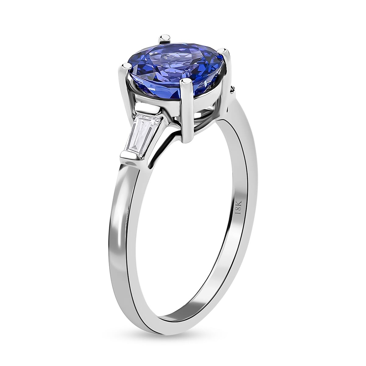 Certified and Appraised Iliana 18K White Gold AAA Tanzanite, Diamond Ring,Wedding Ring For Her,Promise Rings 3.41 Grams 2.30 ctw (Size 9.0) image number 3