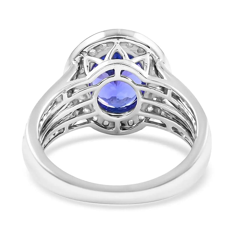 Certified & Appraised Rhapsody 950 Platinum AAAA Tanzanite and E-F VS Diamond Halo Ring (Size 10.0) 8.91 Grams 3.50 ctw