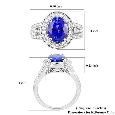 Certified & Appraised Rhapsody 950 Platinum AAAA Tanzanite and E-F VS Diamond Halo Ring (Size 10.0) 8.91 Grams 3.50 ctw