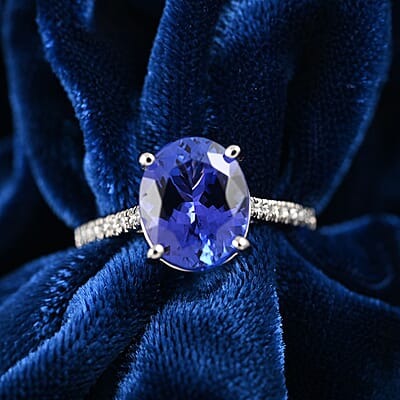 Rhapsody Certified and Appraised AAAA Tanzanite and E-F VS Diamond 4.10 ctw Accent Ring, 950 Platinum Ring, Gifts For Her 6.60 Grams (Size 7.0)