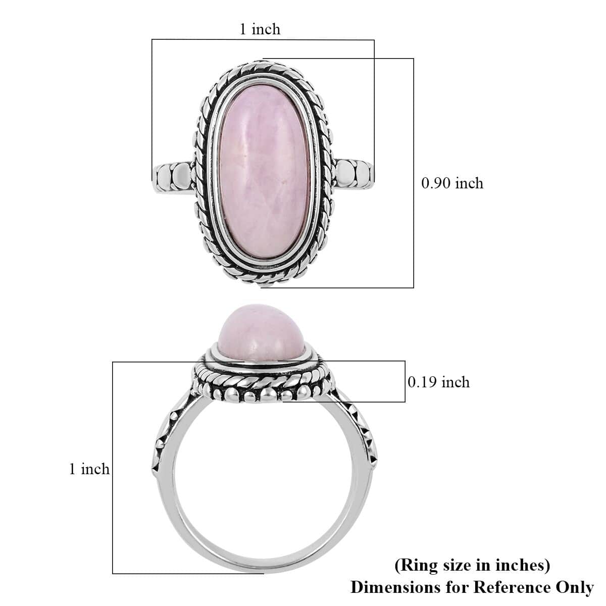 Kunzite Oval Ring in Black Oxidizied Silvertone 6.30 ctw image number 4