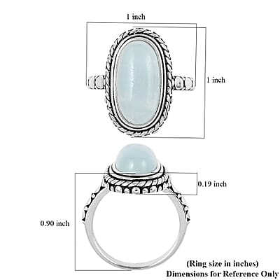 Aquamarine Oval Ring in Black Oxidized Silvertone (Size 10.0) 5.50 ctw