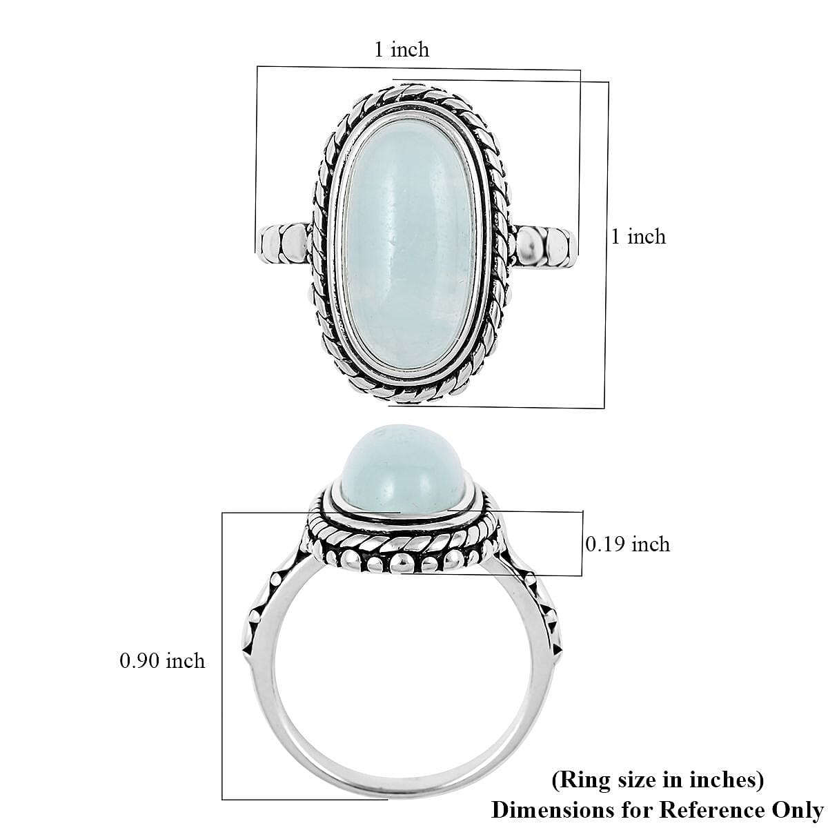 Aquamarine Oval Ring in Black Oxidized Silvertone (Size 6.0) 5.50 ctw image number 4