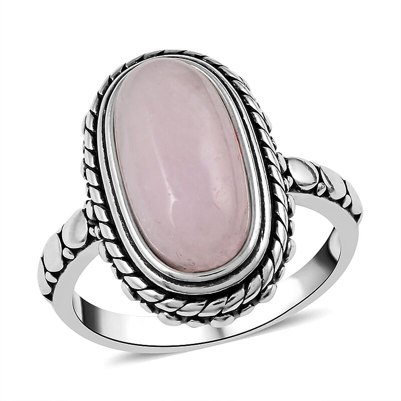 Marropino Morganite Oval Ring in Black Oxidized Silvertone (Size 10.0) 5.50 ctw