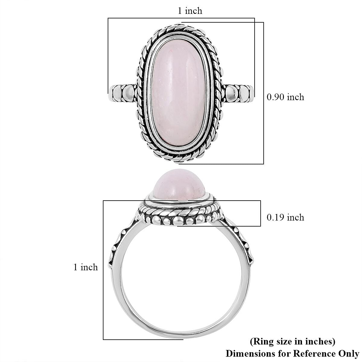 Marropino Morganite Oval Ring in Black Oxidized Silvertone (Size 10.0) 5.50 ctw