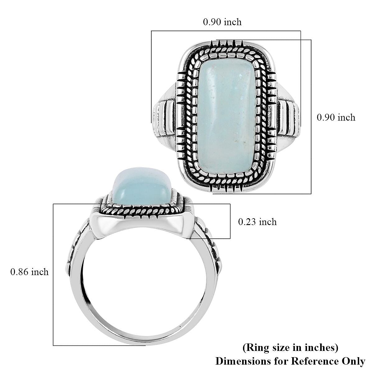 Aquamarine Cushion Ring in Black Oxidized Silvertone (Size 11.0) 5.80 ctw image number 4
