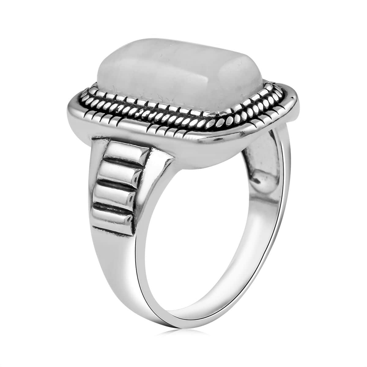 Marropino Morganite Cushion Ring in Black Oxidized Silvertone (Size 11.0) 5.80 ctw image number 3