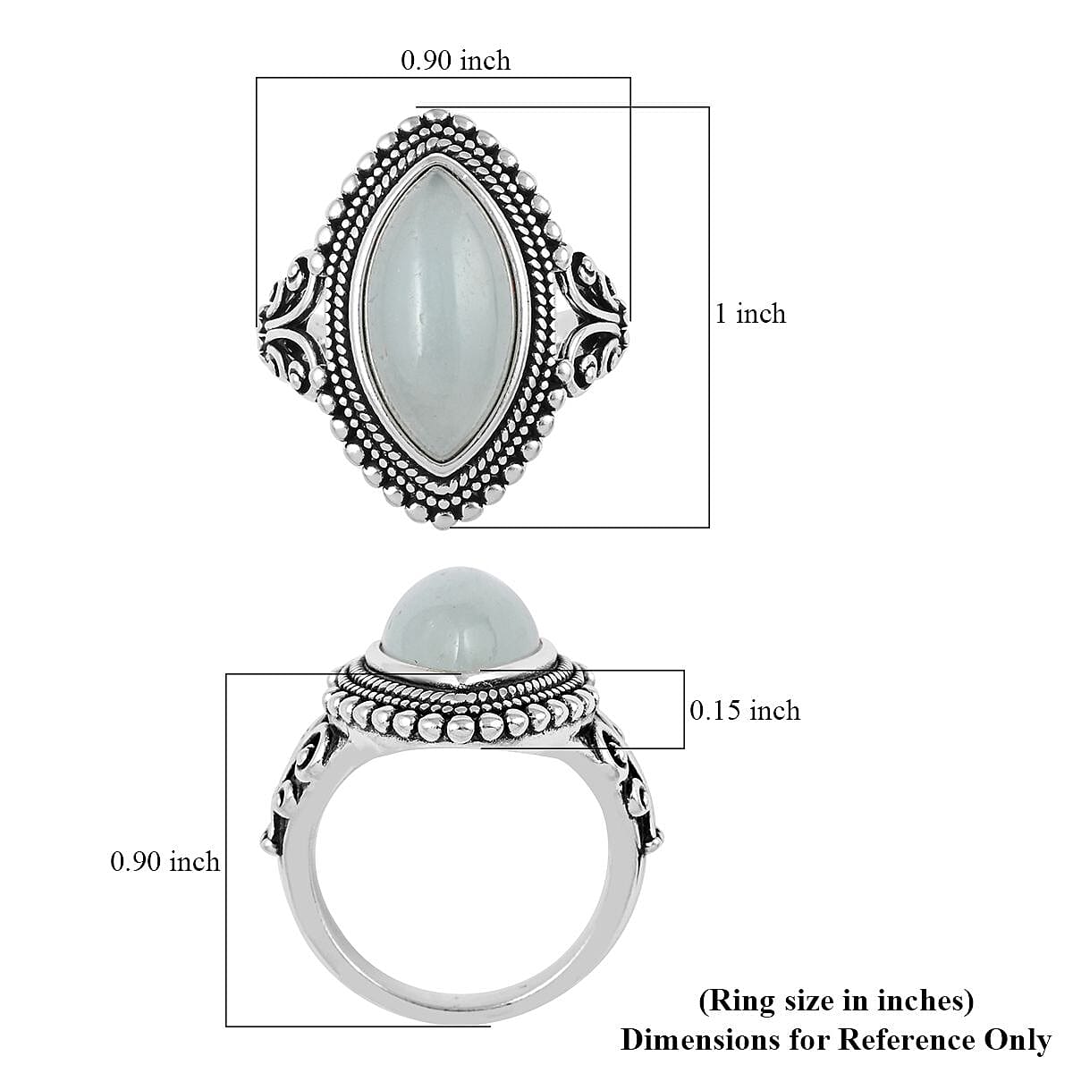 Aquamarine Marquee Ring in Black Oxidized Silvertone (Size 7.0) 5.50 ctw image number 4