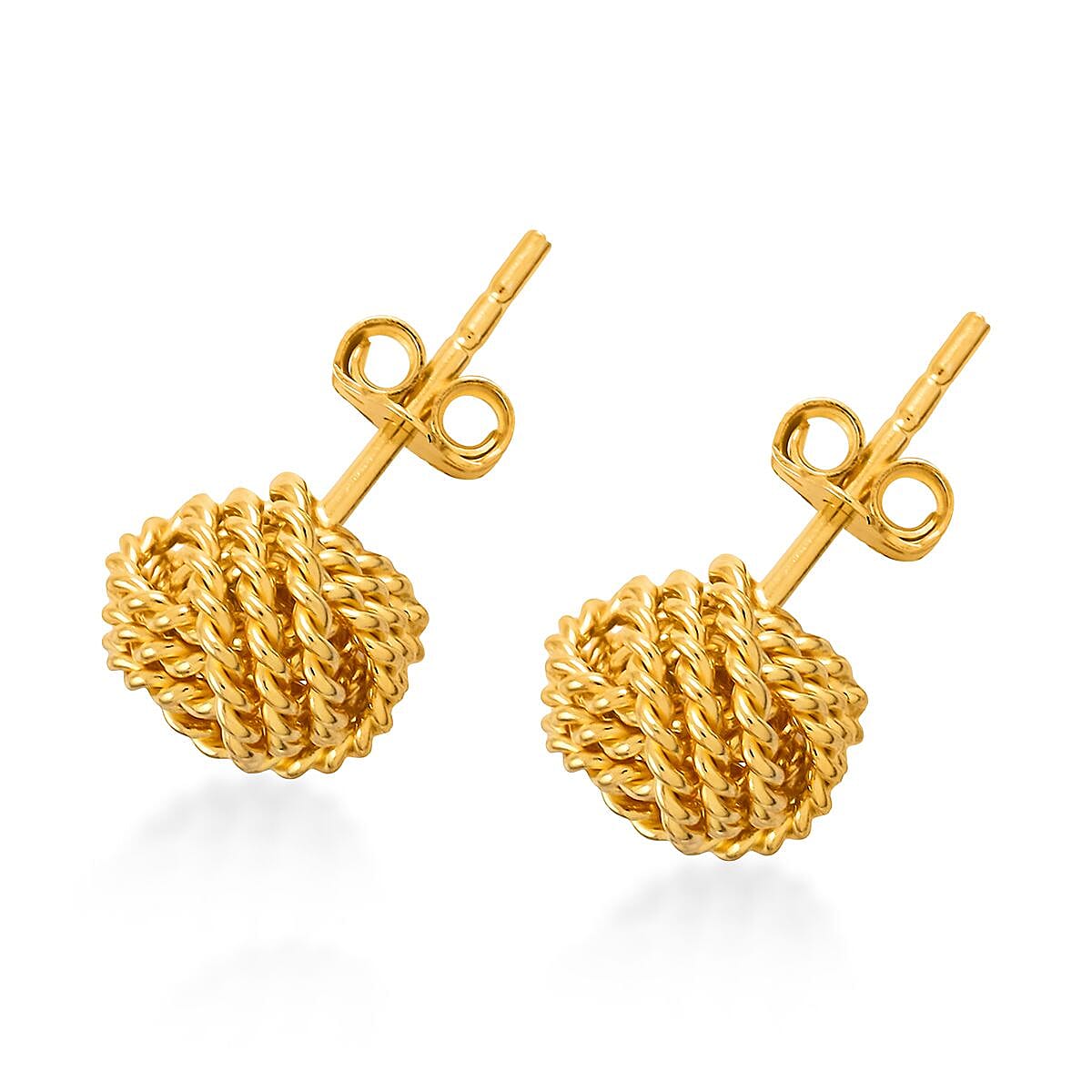 14K Yellow Gold Over Sterling Silver Rope Knot Earrings 2.60 Grams image number 2