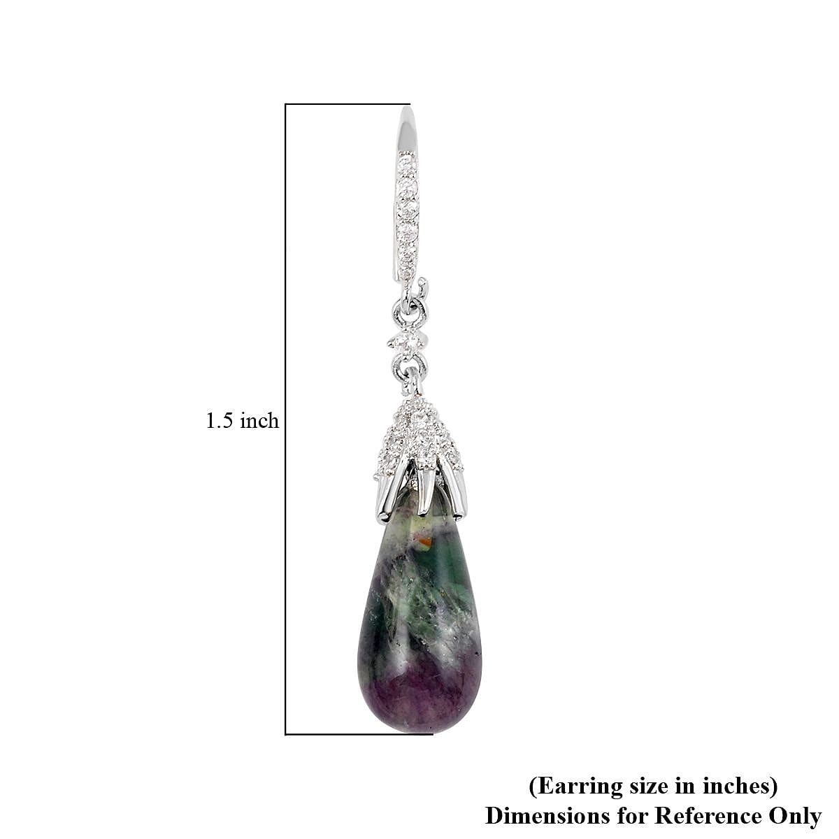 Multi Fluorite and Natural White Zircon Earrings in Rhodium Over Stainless Steel 25.00 ctw image number 4