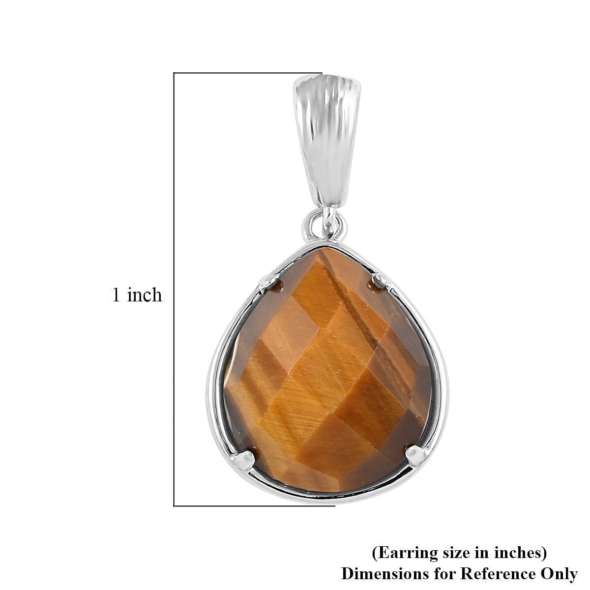 Yellow Tiger's Eye Earrings in Rhodium Over Stainless Steel 16.00 ctw