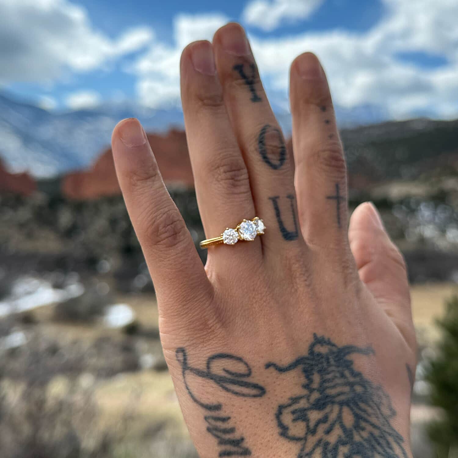 Moissanite 3 Stone Ring in Platinum Over Sterling Silver 1.75 ctw